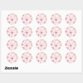 Sticker Rond Sweet One Rose mignon Donuts Fille 1er anniversair (Feuille)