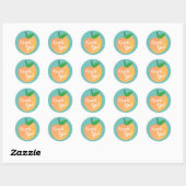 Sticker Rond Sweet Peach Cute Fruit 1er Anniversaire Thème (Feuille)