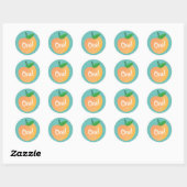 Sticker Rond Sweet Peach Cute Fruit 1er Anniversaire Thème (Feuille)