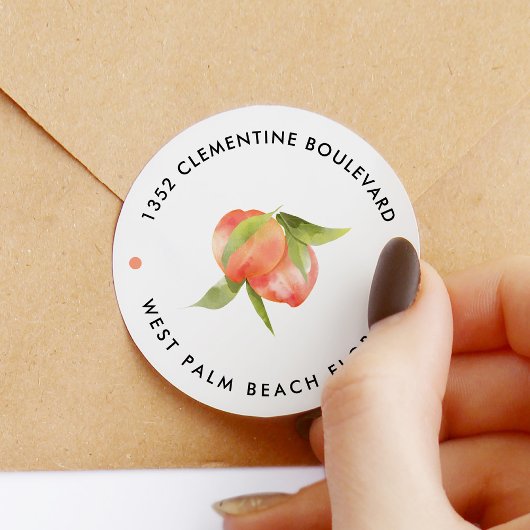 Sticker Rond Sweet Peach Theme Adresse de retour