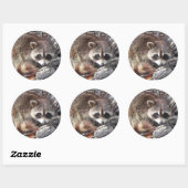 Sticker Rond Sweet Raccoon (Feuille)