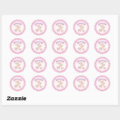 Sticker Rond Sweet rose Baby Girl Giraffe Jungle Baby shower (Feuille)