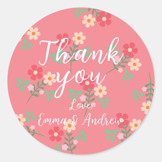 Sticker Rond Sweet Rose Daisy Bouquet Motif rétro (Devant)