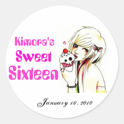 Sticker Rond Sweet sixteen (Devant)