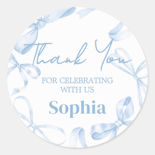 Sticker Rond Sweet sixteen Bleu Bow (Devant)