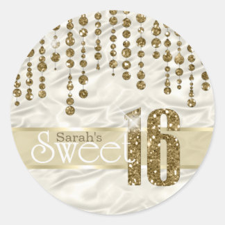 Sticker Rond Sweet sixteen de bijou satiné Gold ID260