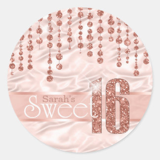 Sticker Rond Sweet sixteen de bijou satiné Rose Gold ID260