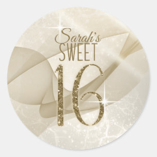 Sticker Rond Sweet sixteen d'éclaboussures Gold ID652