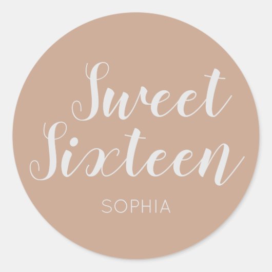 Sticker Rond Sweet sixteen élégant moderne Neutral (Devant)