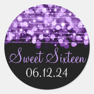 Sticker Rond Sweet sixteen Favor Fête Parkings Violet