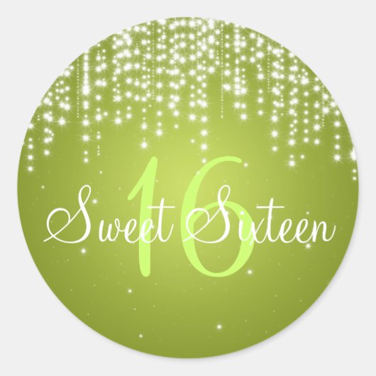 Sticker Rond Sweet sixteen Night Dazzle Lime (Devant)