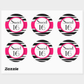 Sticker Rond Sweet sixteen Pink Zebra Lollipop Invitation avant (Feuille)