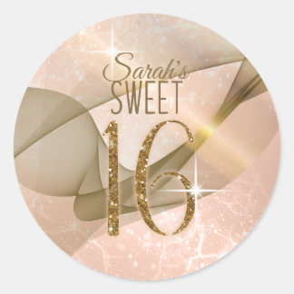 Sticker Rond Sweet sixteen Rose à persil Gold ID652