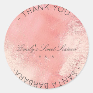 Sticker Rond Sweet sixteen rose rose verre métallique
