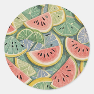 Sticker Rond Sweet Slice : pastel Abstract Watermelon