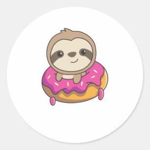 Sticker Rond Sweet Sloth Animaux Drôle Dans Les Failles De Donu