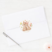 Sticker Rond Sweet Spring Bunnies & Floral Garden Pattern (Enveloppe)