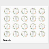Sticker Rond Sweet Summer Roses Garland Enregistrer la date (Feuille)