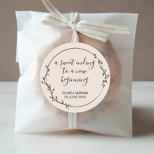 Sticker Rond Sweet Terminer à nouveau début élégant Botanique