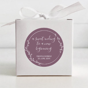 Sticker Rond Sweet Terminer le nouveau début Fig Purple Mariage