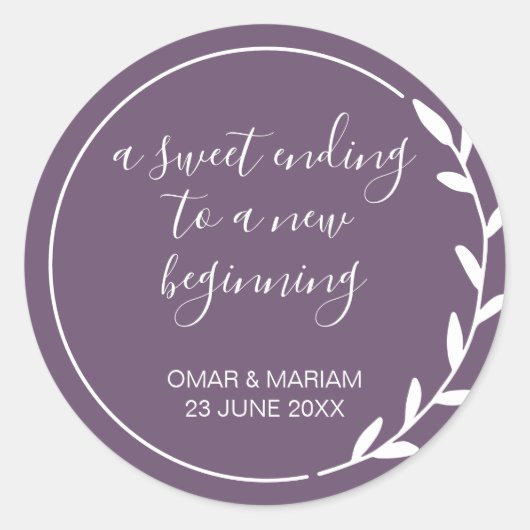 Sticker Rond Sweet Terminer le nouveau début violet violet viol (Devant)