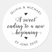 Sticker Rond Sweet Terminer le nouveau Mariage de début simple (Devant)