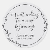 Sticker Rond Sweet Terminer Nouveau Début Soft Grey Mariage Fav (Devant)