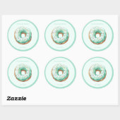 Sticker Rond Sweet Time Pastel Green Donut Anniversaire (Feuille)
