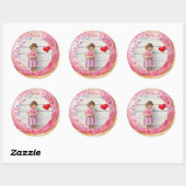 Sticker Rond Sweet Time Pastel Pink Donut Anniversaire (Feuille)
