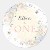 Sticker Rond Sweet To Bee One Pastel Premier Anniversaire (Devant)