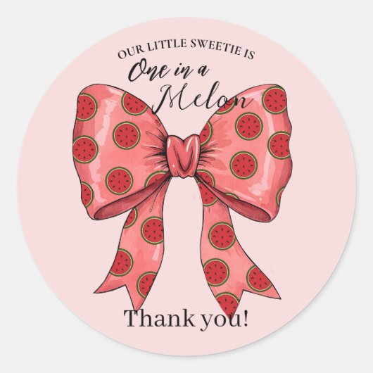 Sticker Rond Sweet Watermelon Ribbon Été Invitation (Devant)