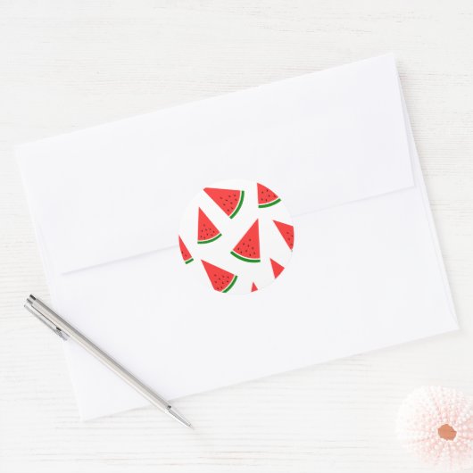 Sticker Rond Sweet Watermelon Slice Pattern (Enveloppe)