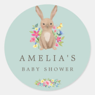Sticker Rond Sweet Woodland Bunny Baby shower Favoriser le phoq