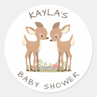 Sticker Rond Sweet Woodland Deer Twin Baby shower Favoriser