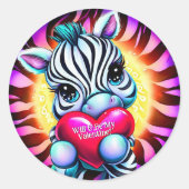 Sticker Rond Sweet Zebra Valentine (Devant)