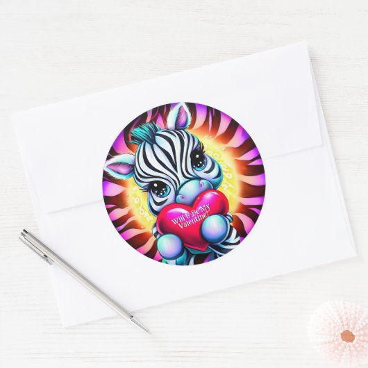 Sticker Rond Sweet Zebra Valentine (Enveloppe)