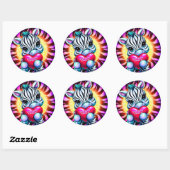 Sticker Rond Sweet Zebra Valentine (Feuille)