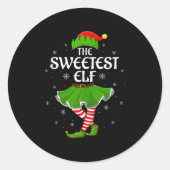 Sticker Rond Sweetest Elf Christmas Family Girls Women Elf Squa (Devant)