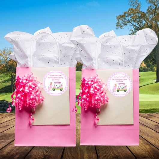 Sticker Rond Swing For Pink Golf Outing Sensibilisation au Canc