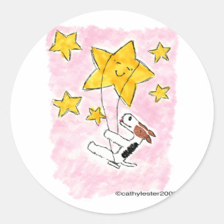 Sticker Rond Swingin de terrier de renard de fil sur une étoile
