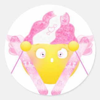 Sticker Rond Sybille Ski - Rose