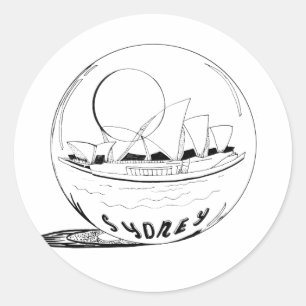Sticker Rond Sydney dans un globe de verre
