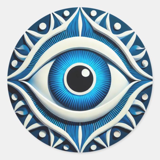 Sticker Rond Symbole Abstrait des yeux bleus (Devant)
