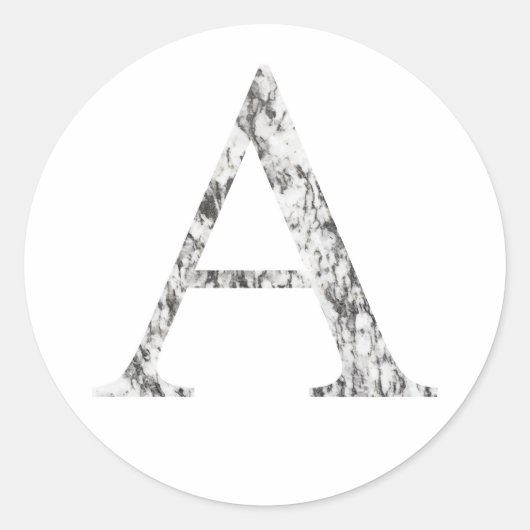 Sticker Rond Symbole Alpha en marbre | Alphabet grec (Devant)