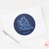 Sticker Rond Symbole Aquarius Constellation et Zodiaque avec ét (Enveloppe)