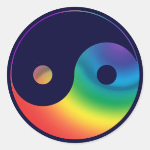 Sticker Rond Symbole arc-en-ciel Yin Yang