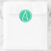 Sticker Rond Symbole athée : blanc sur vert menthe (Sac)