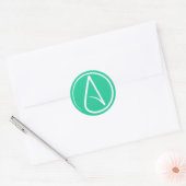 Sticker Rond Symbole athée : blanc sur vert menthe (Enveloppe)