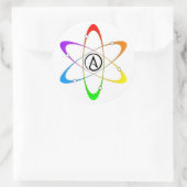 Sticker Rond Symbole athée d'Atom (Sac)