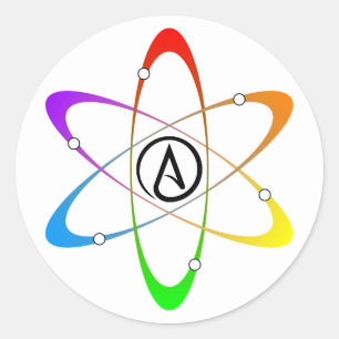 Sticker Rond Symbole athée d'Atom